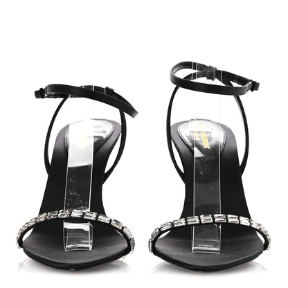 Saint Laurent Crepe Satin Crystal New Nuit 90 Ankle Strap Sandals  38 Black 3 of 12
