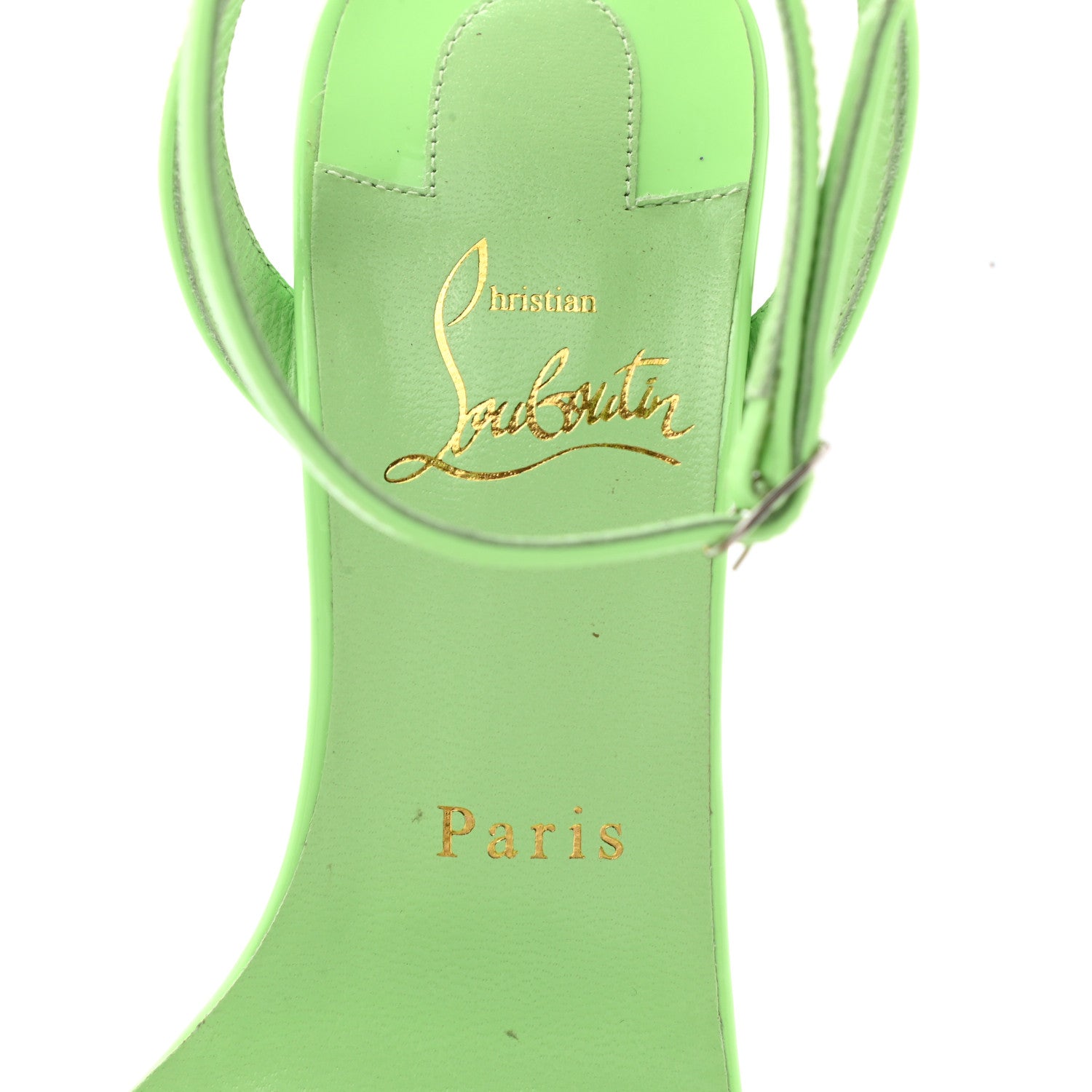 Christian Louboutin Patent Loubigirl 100 Sandals 37 Neon Green 6 of 9