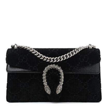 Gucci Velvet Skipper Crystal GG Monogram Small Dionysus Shoulder Bag Black Black Diamond 1 of 9