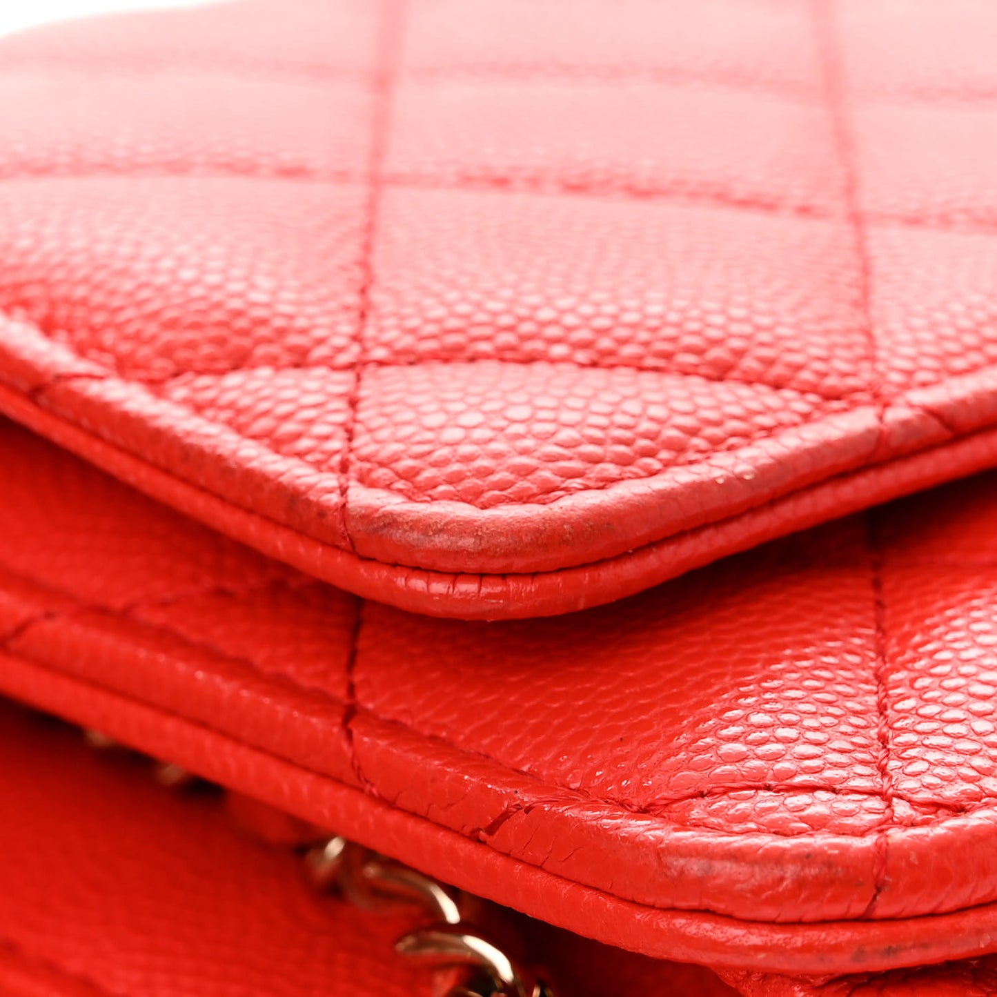 Caviar Quilted Wallet On Chain WOC Red