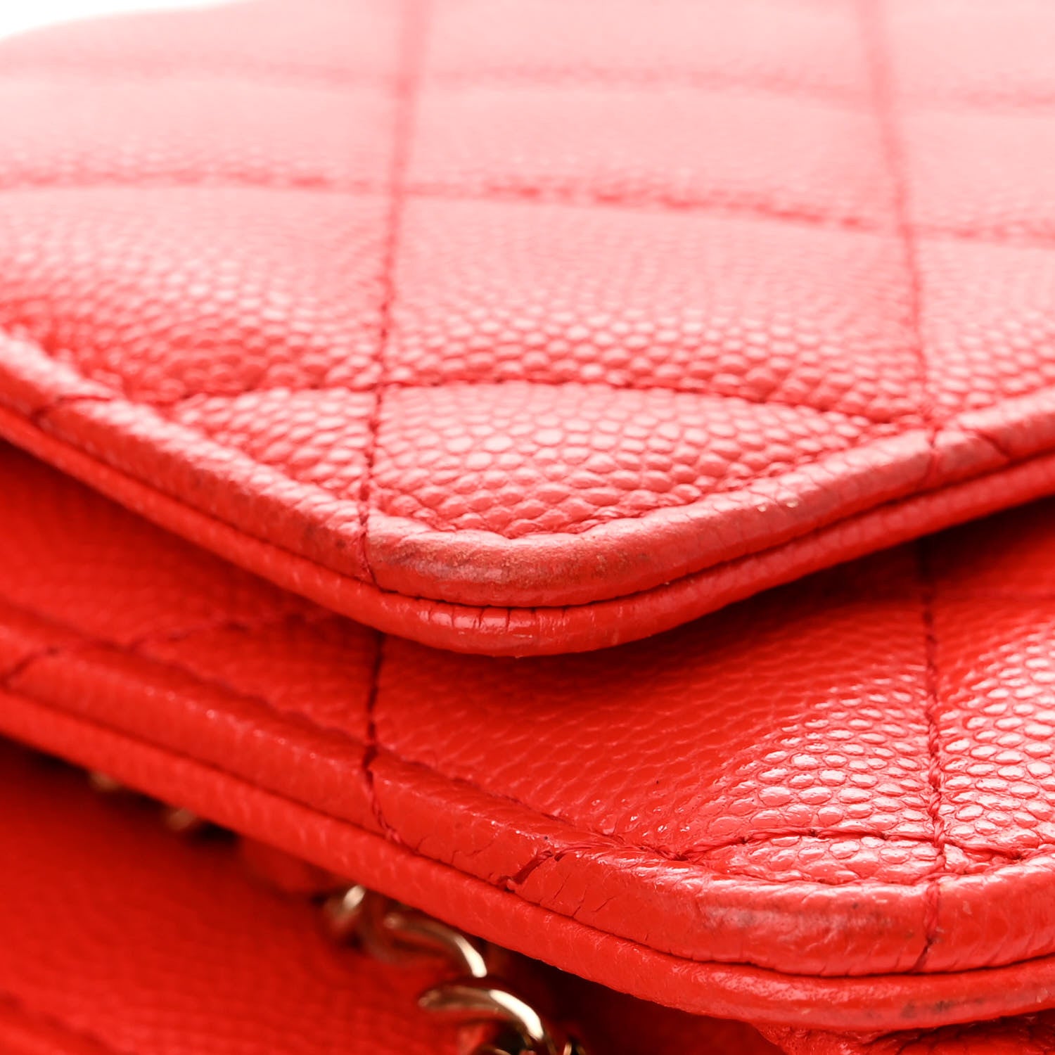 Chanel Caviar Quilted Wallet On Chain WOC Red 14 of 15