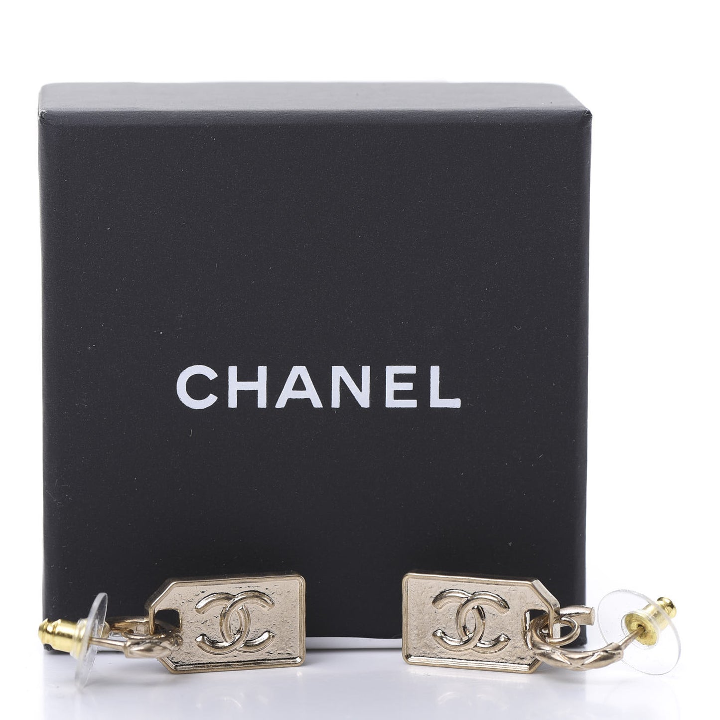 CC Tag Drop Earrings Gold