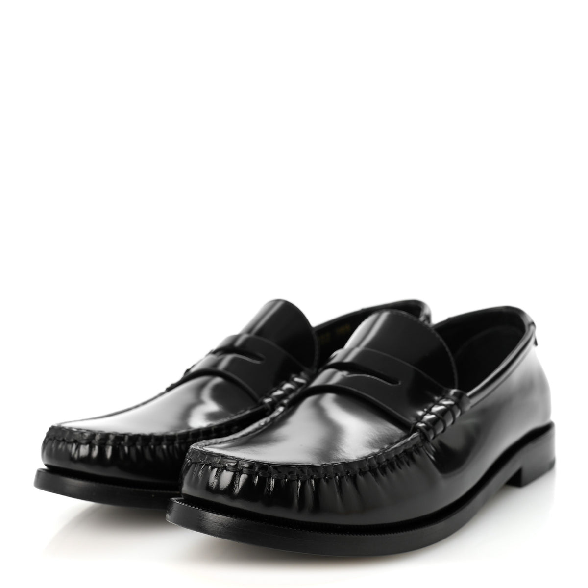 Glazed Calfskin Le Loafer 15 Penny Slippers 38.5 Black