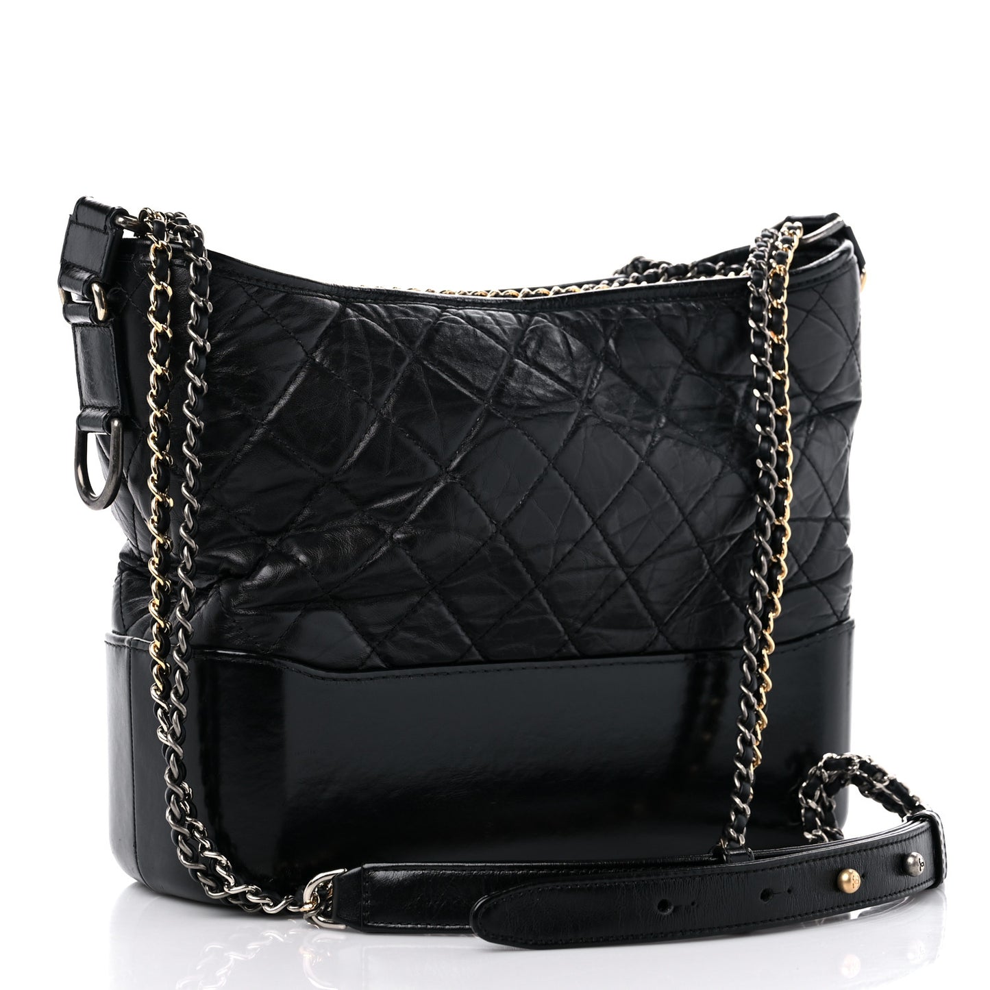 Aged Calfskin Quilted Medium Gabrielle Hobo Black