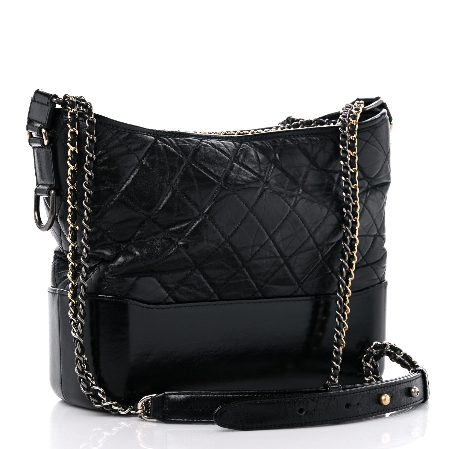 Chanel Aged Calfskin Quilted Medium Gabrielle Hobo Black 3 of 13