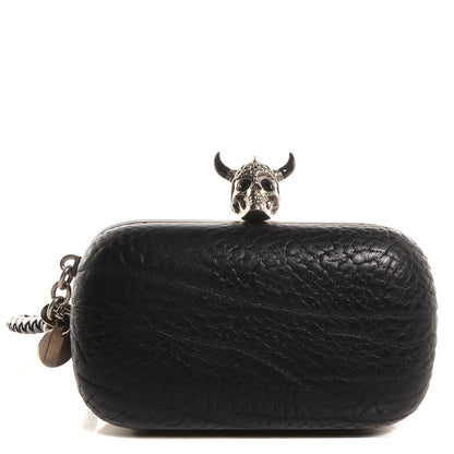 Alexander McQueen Bull Leather Viking Skull Box Clutch Black 1 of 9