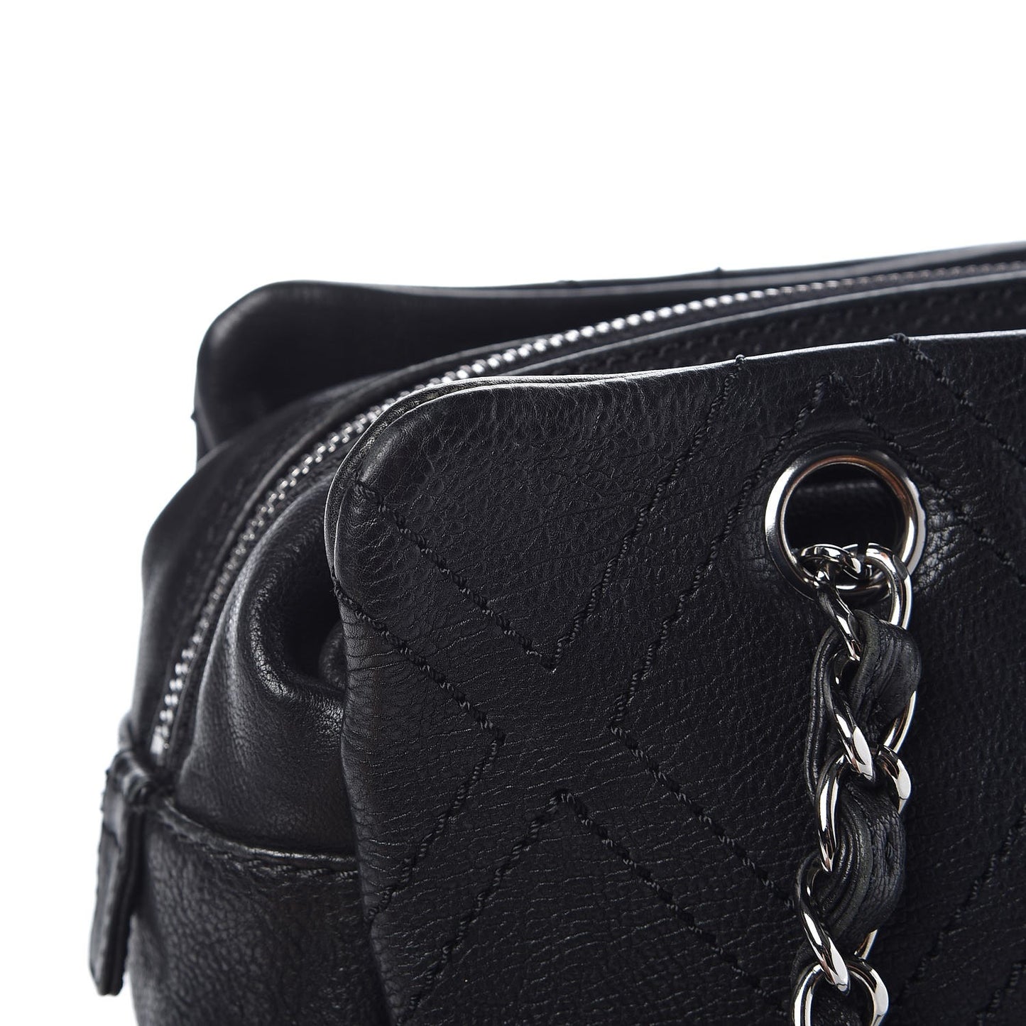 Calfskin Small Diamond Stitch Tote Black