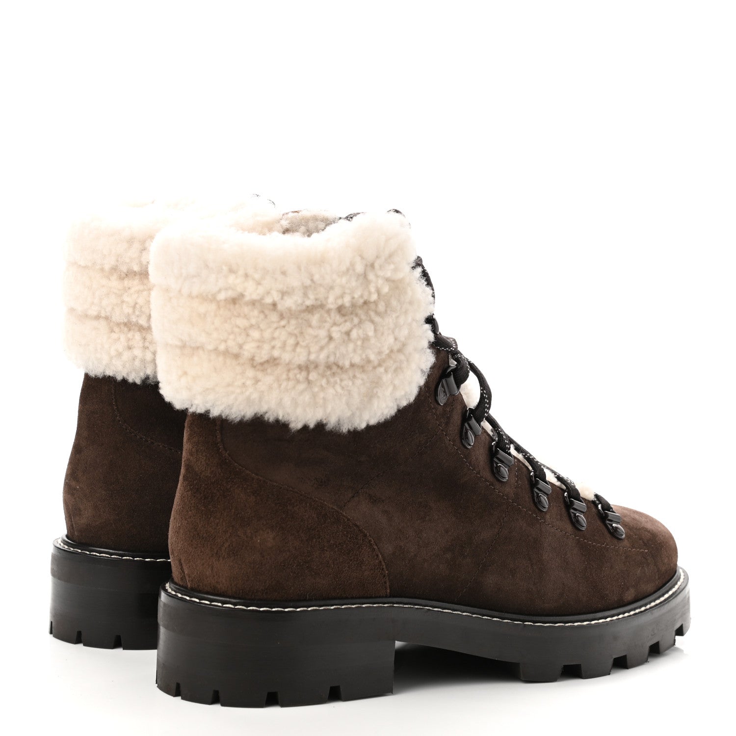 Jimmy Choo Suede Shearling Eshe Flat Boots 40 Brown 4 of 8