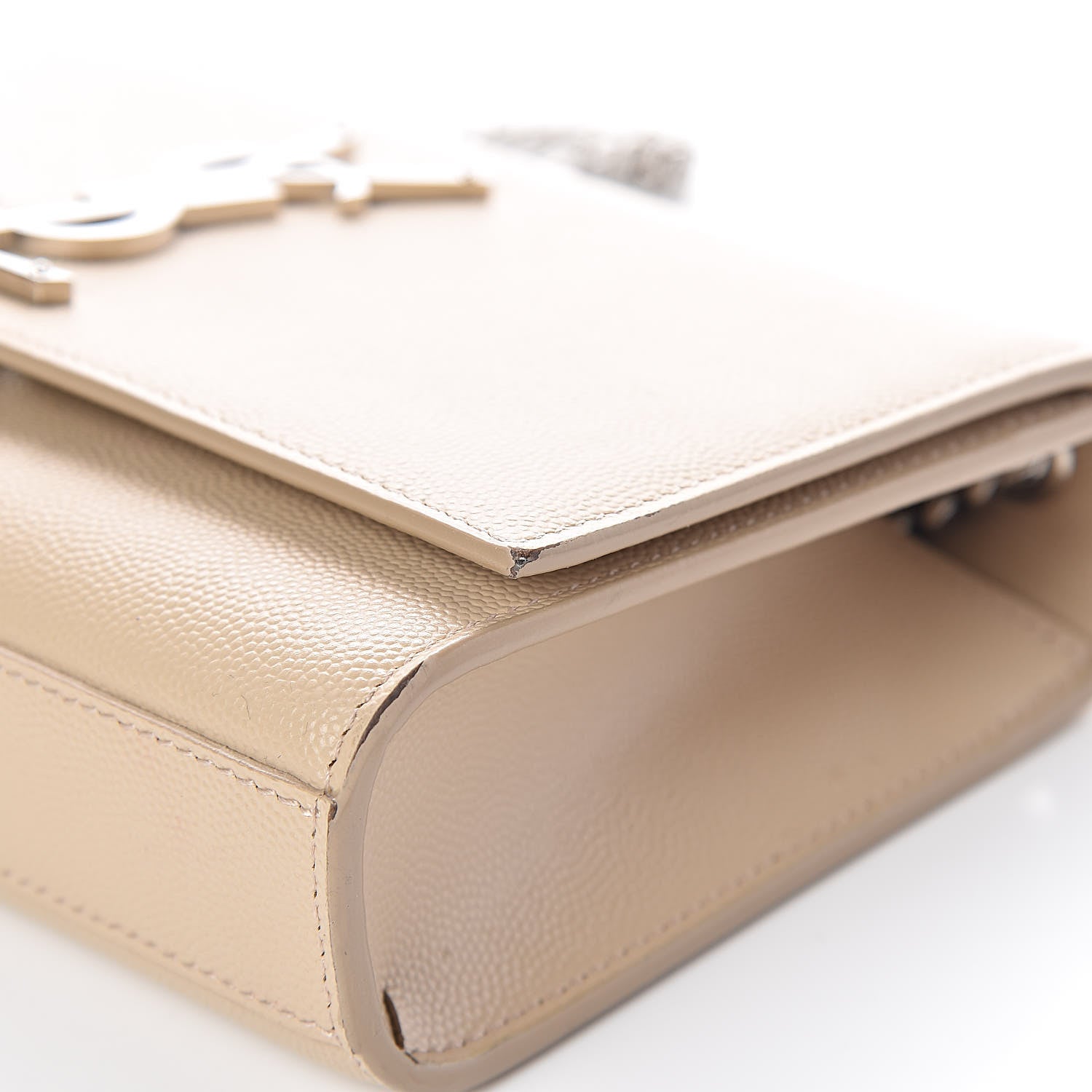 Saint Laurent Grain De Poudre Small Monogram Kate Satchel Nude Powder 14 of 14