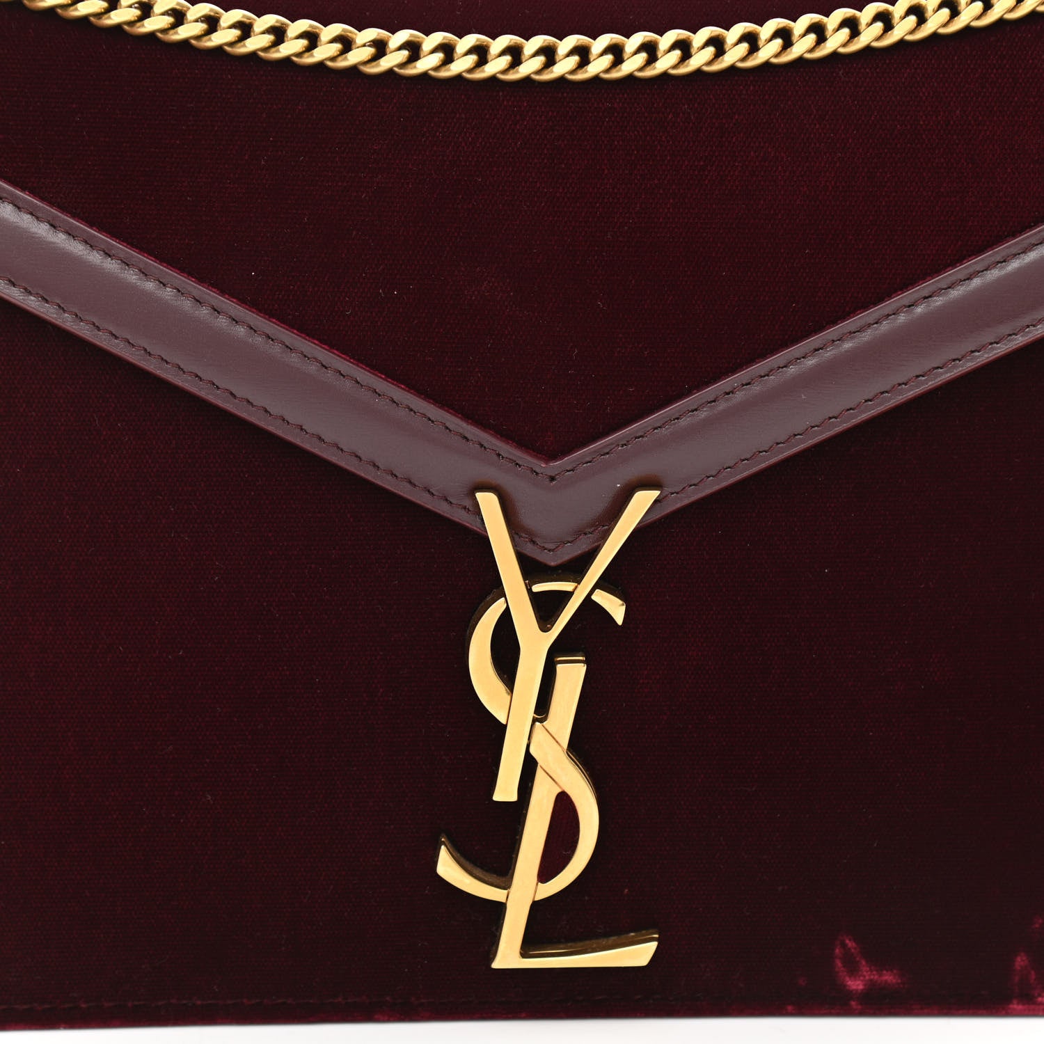 Saint Laurent Velvet Monogram Cassandra Clasp Bag Burgundy 9 of 13