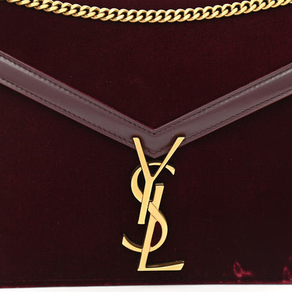 Saint Laurent Velvet Monogram Cassandra Clasp Bag Burgundy 9 of 13
