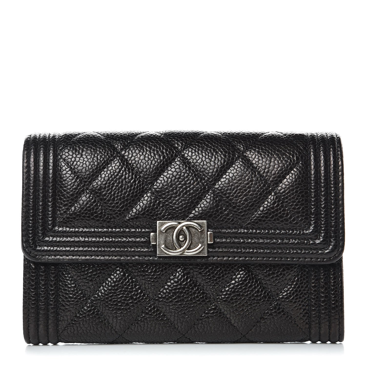 Chanel Caviar Quilted Medium Boy Flap Wallet Black 1 of 9