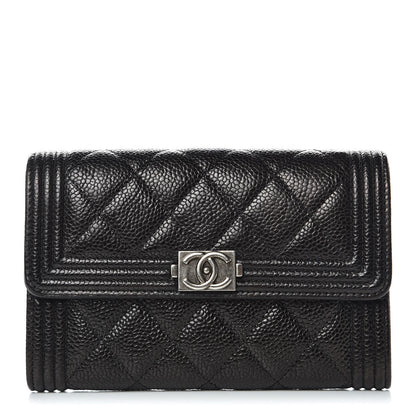 Chanel Caviar Quilted Medium Boy Flap Wallet Black 1 of 9