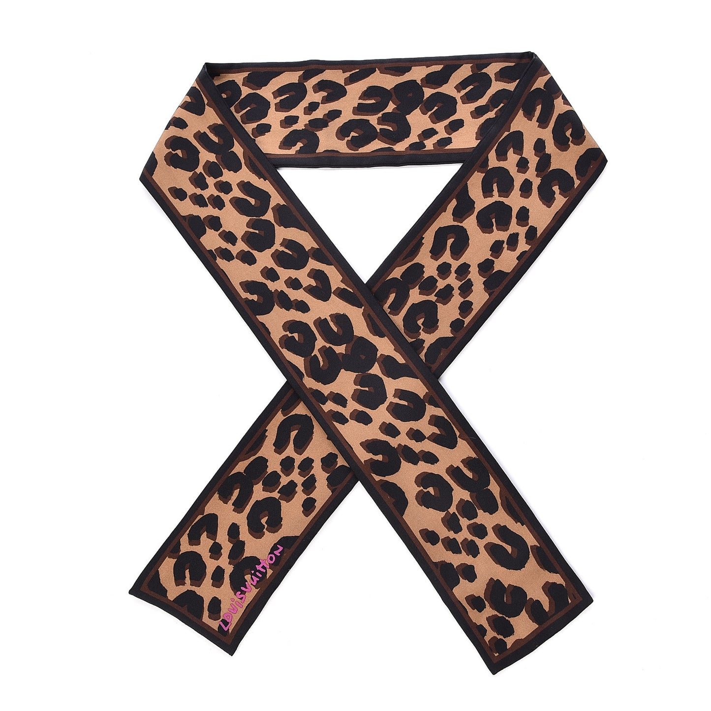 Silk Leopard Bandeau Scarf Marron
