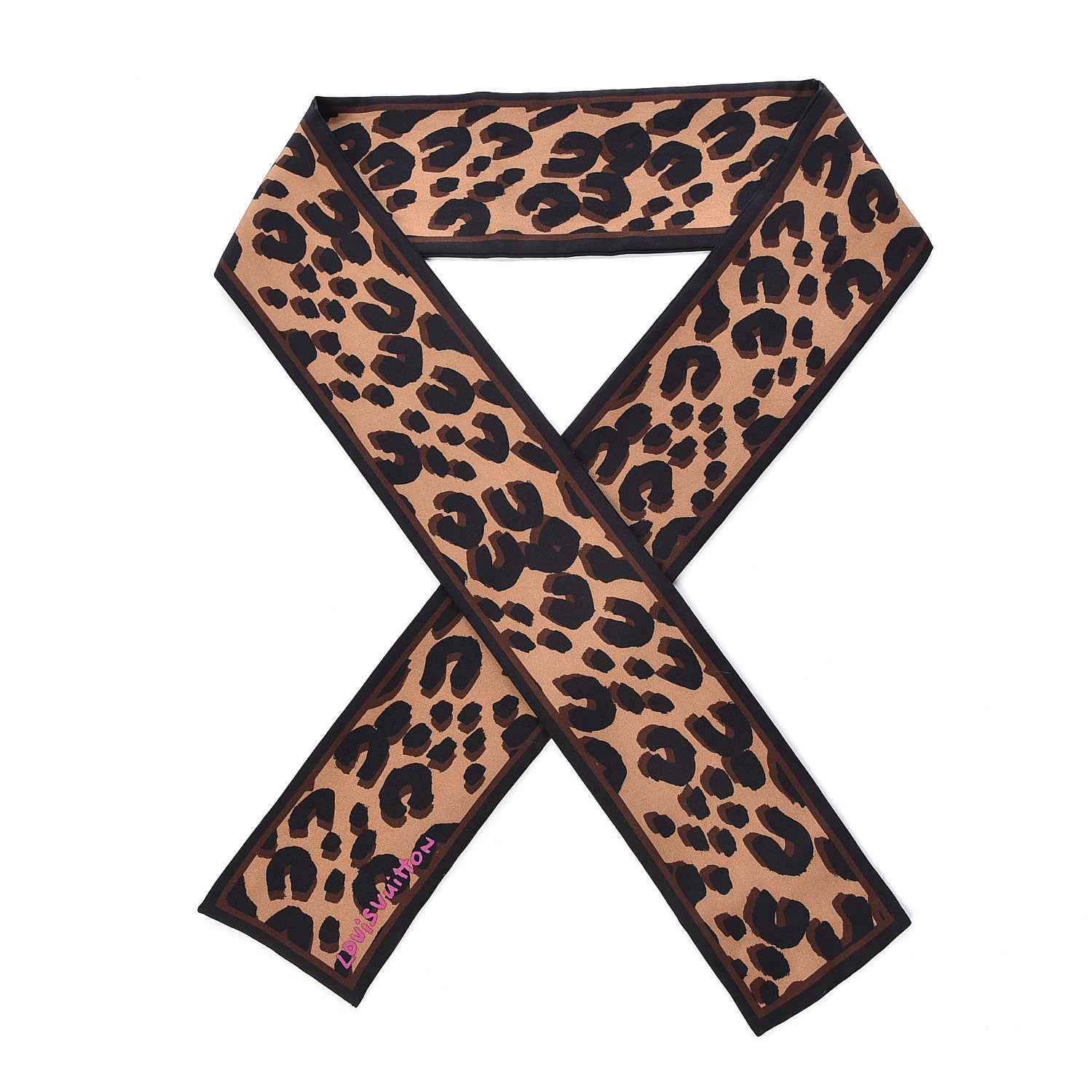 Louis Vuitton Silk Leopard Bandeau Scarf Marron 1 of 5
