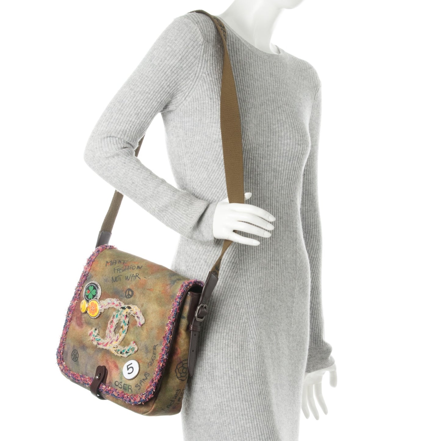 Washed Toile Graffiti On The Pavements Messenger Khaki Multicolor