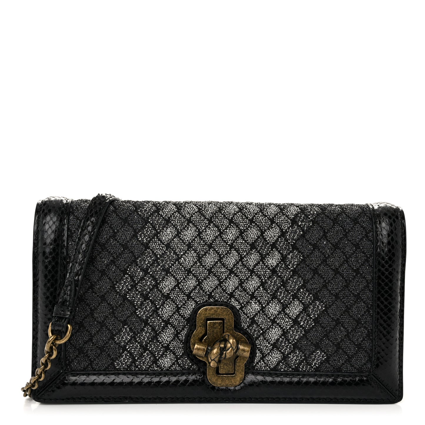 Metallic Wool Woven Patent Ayers Olimpia Knot Silver Black