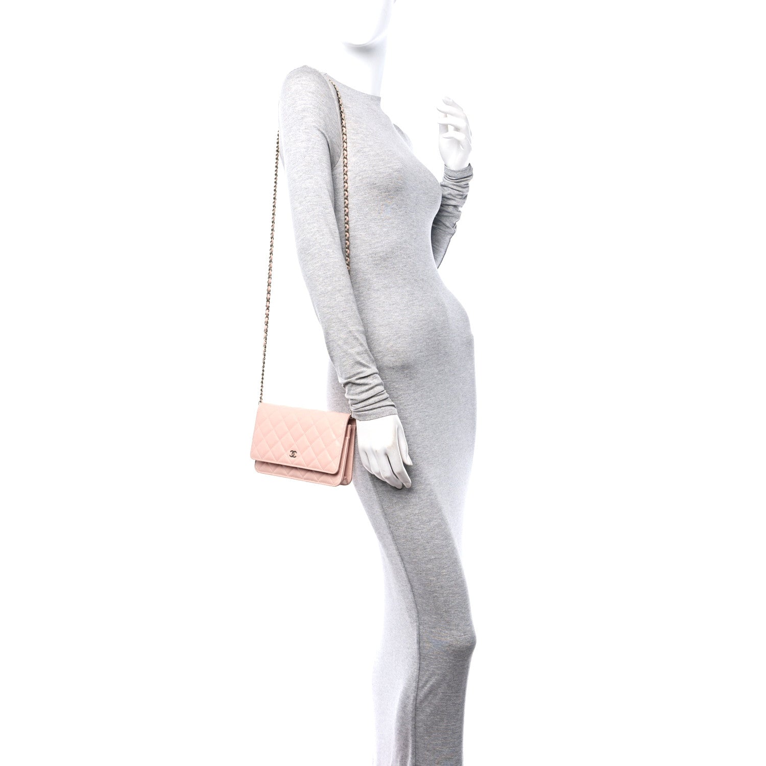 Chanel Caviar Quilted Wallet On Chain WOC Light Pink 2 of 12