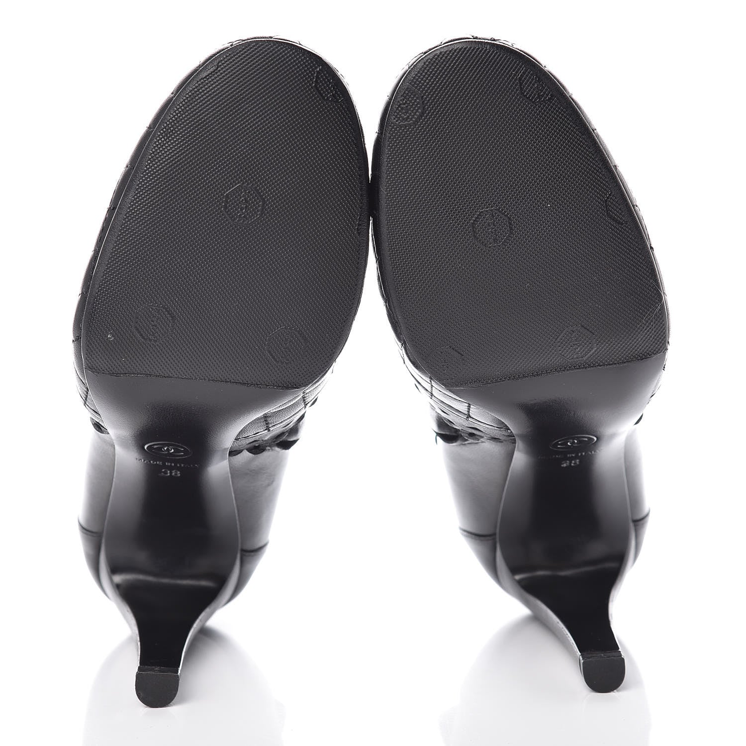 Chanel Lambskin Quilted Perforated Lace Short Booties 38 Black 7 of 10