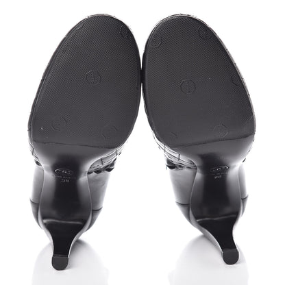 Chanel Lambskin Quilted Perforated Lace Short Booties 38 Black 7 of 10