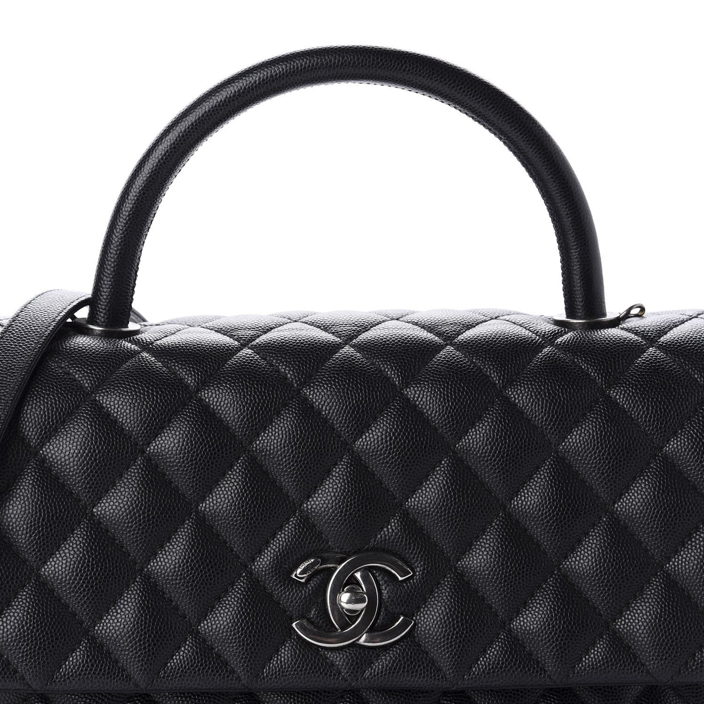 Caviar Quilted Small Coco Handle Flap Black