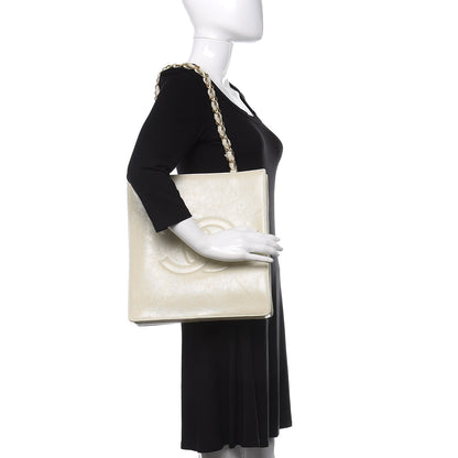 Chanel Shiny Aged Calfskin North South Shopping Bag White 2 of 12
