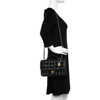 Chanel Tweed School Memory Small Top Handle Flap Black White 2 of 10