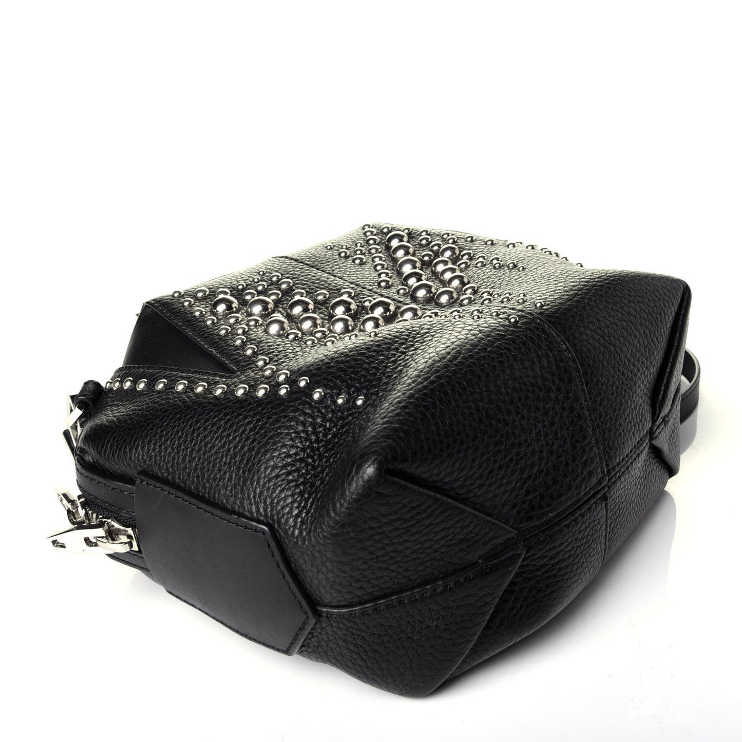Pebbled Calfskin Studded Small Emile Black