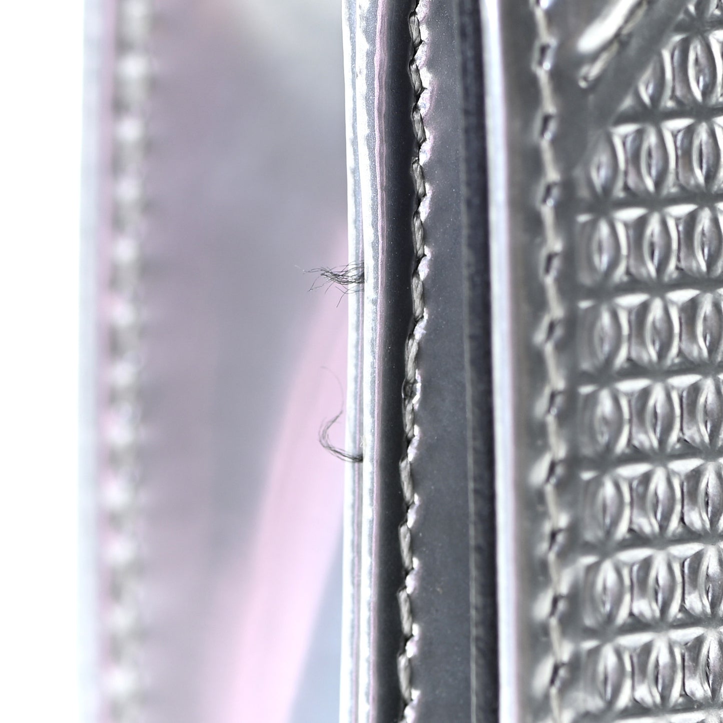 Metallic Patent Micro-Cannage Diorama Wallet on Chain Pouch Graphine