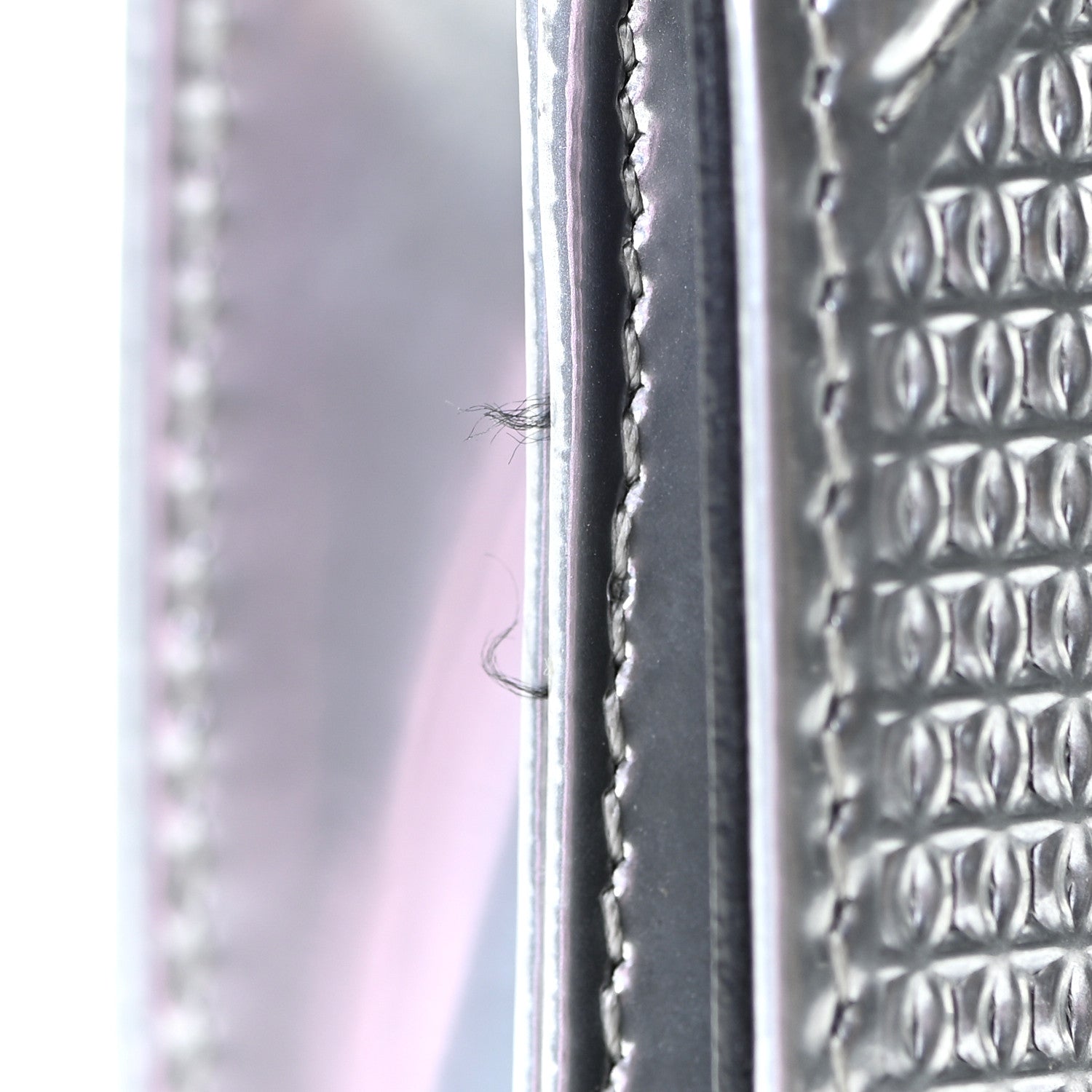 Christian Dior Metallic Patent Micro-Cannage Diorama Wallet on Chain Pouch Graphine 8 of 10