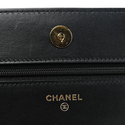 Chanel Lambskin Quilted Twisted CC Wallet On Chain WOC Black 6 of 11