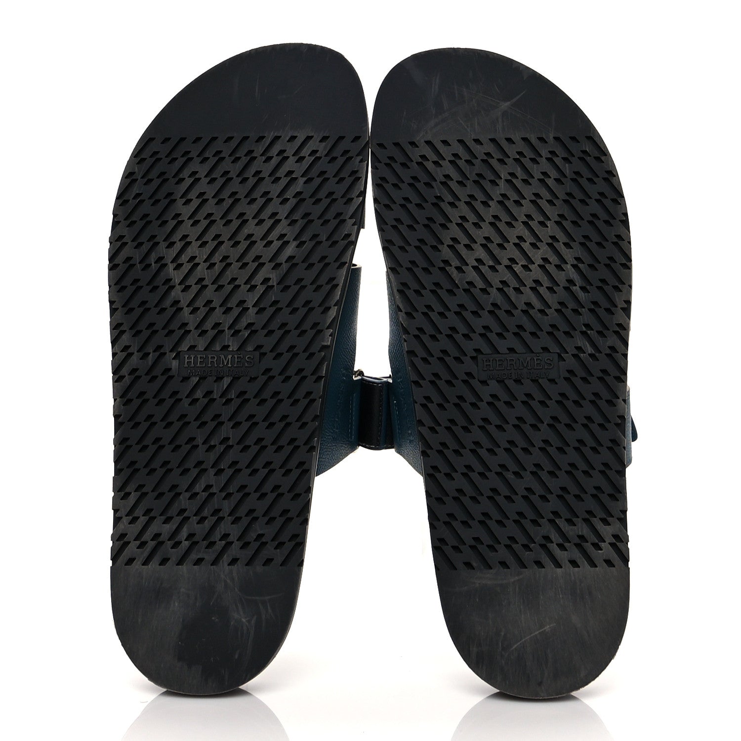 Hermes Epsom Mens Chypre Sandals 44 Bleu Canard 5 of 10