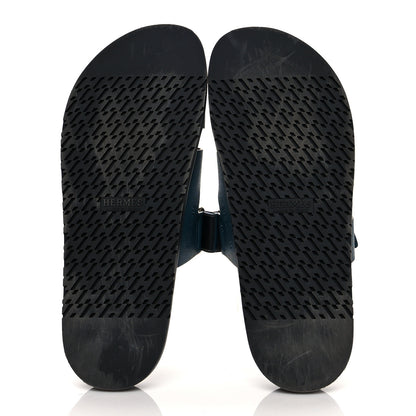 Hermes Epsom Mens Chypre Sandals 44 Bleu Canard 5 of 10