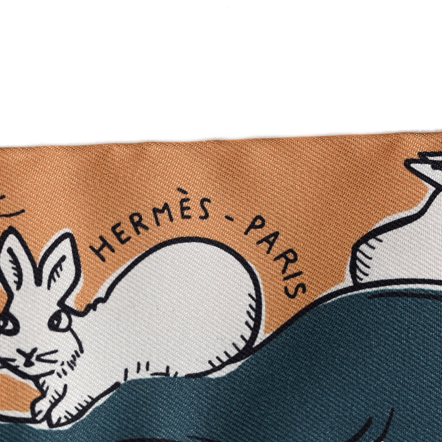 Silk Mille Et Un Lapins Twilly Beige Dore Abricot White