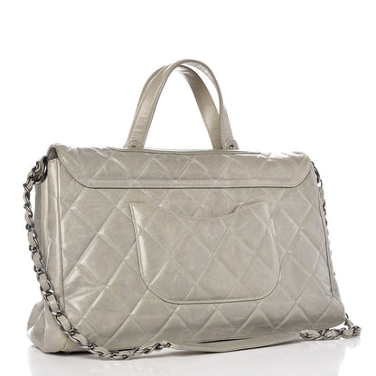 Chanel Glazed Calfskin Boy Satchel Flap Light Grey 4 of 17