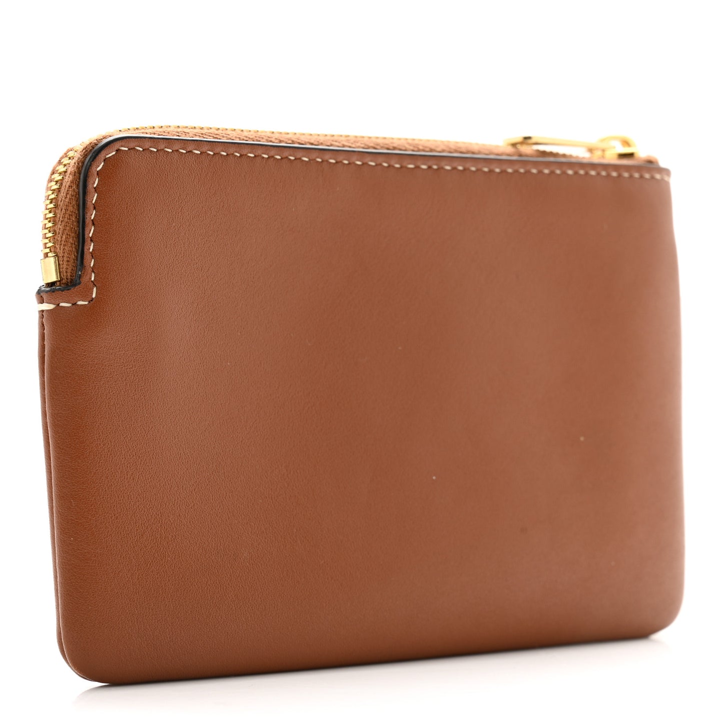 Smooth Calfskin Cuir Triomphe Coin and Card Pouch With Hook Tan
