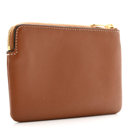 Celine Smooth Calfskin Cuir Triomphe Coin and Card Pouch With Hook Tan 3 of 8