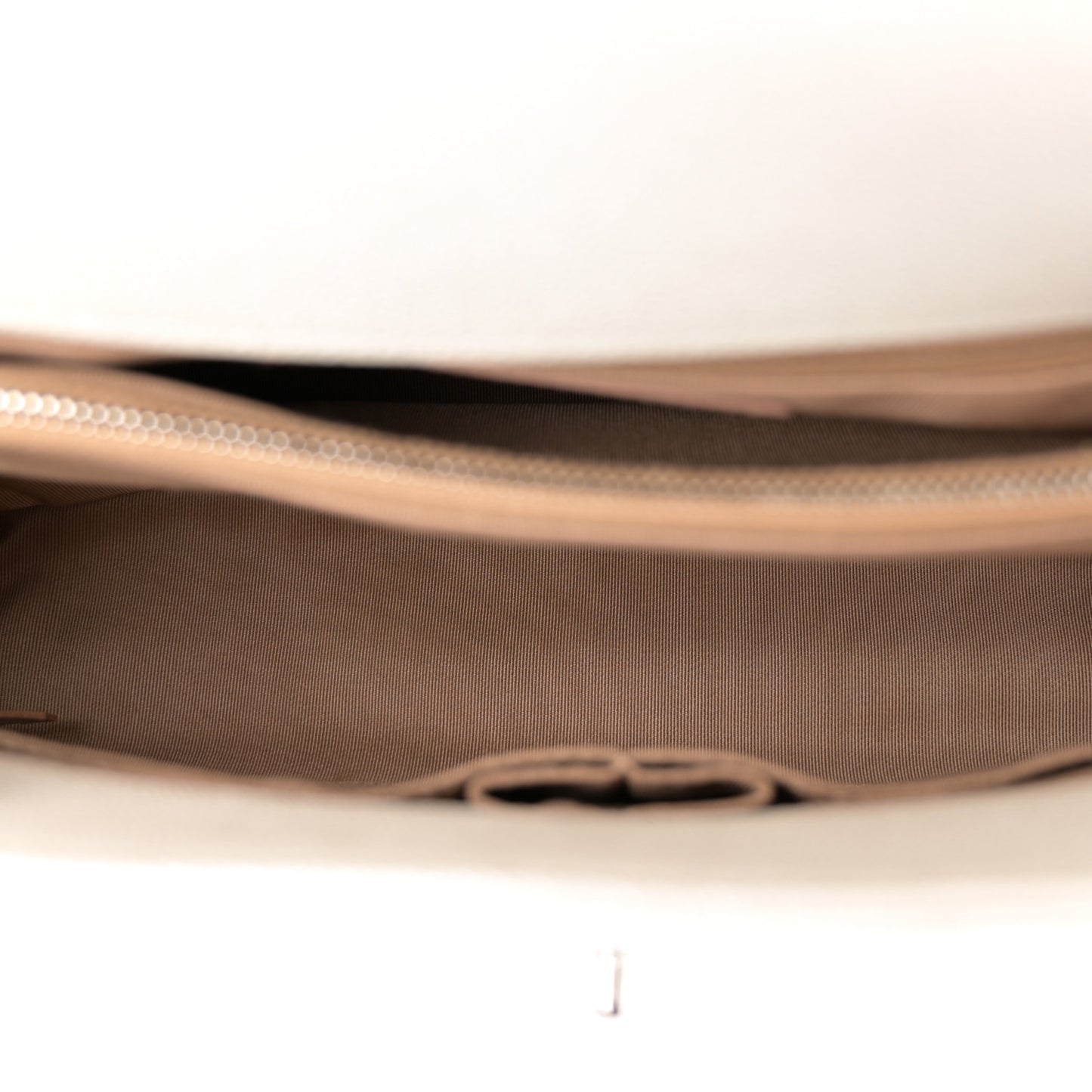 Iridescent Caviar Chevron Quilted Small Coco Handle Flap White