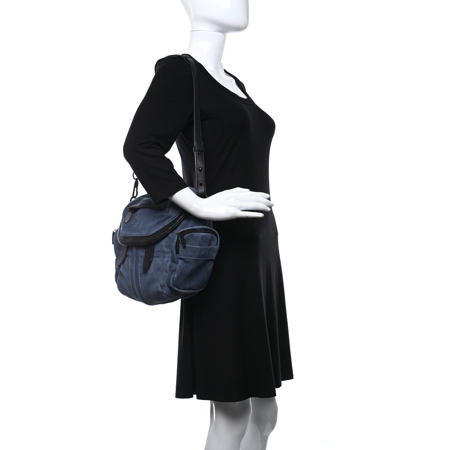 Alexander Wang Lambskin Suede Mini Marti Backpack Blue Black 3 of 9