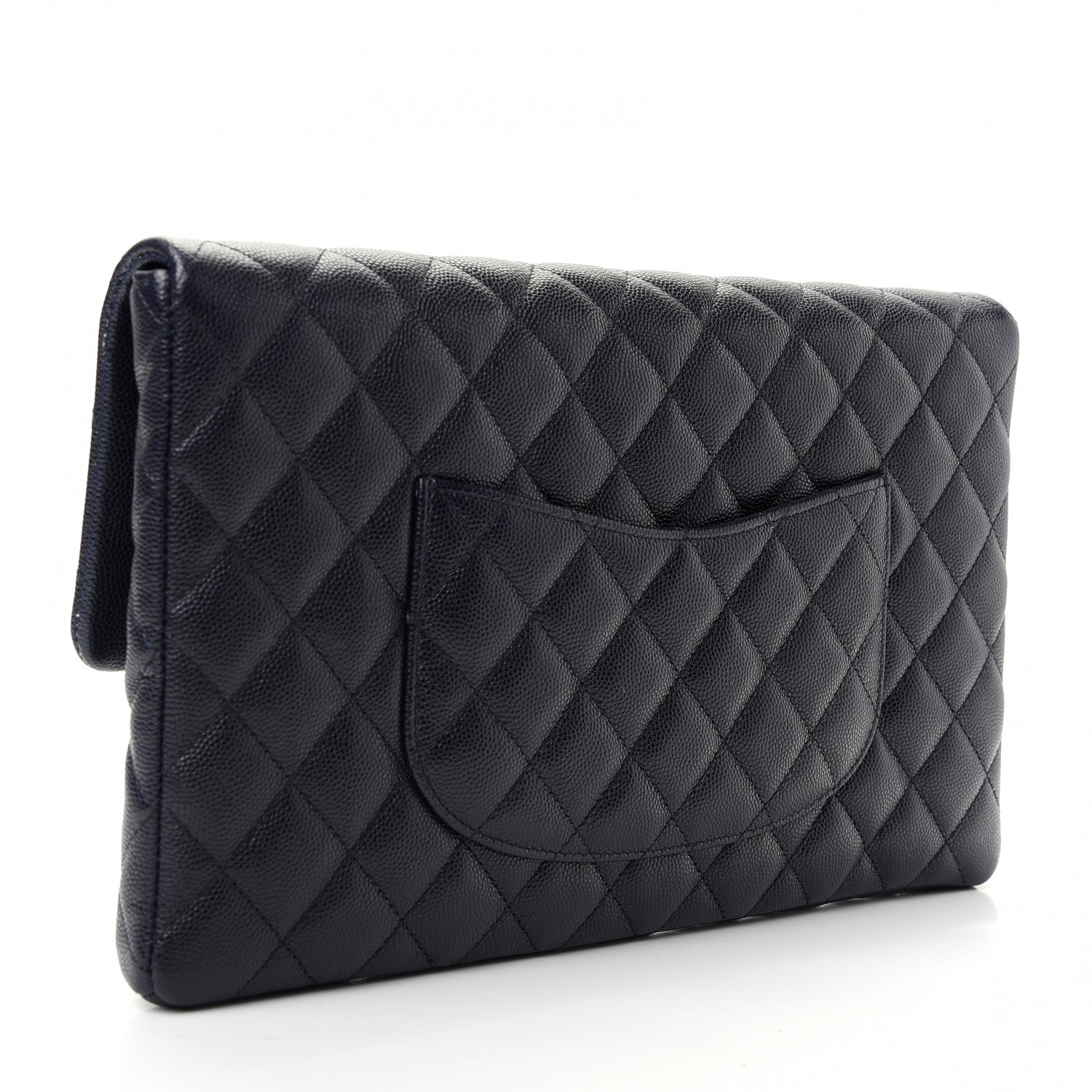Chanel Caviar Quilted Flap Clutch Navy Blue 3 of 7