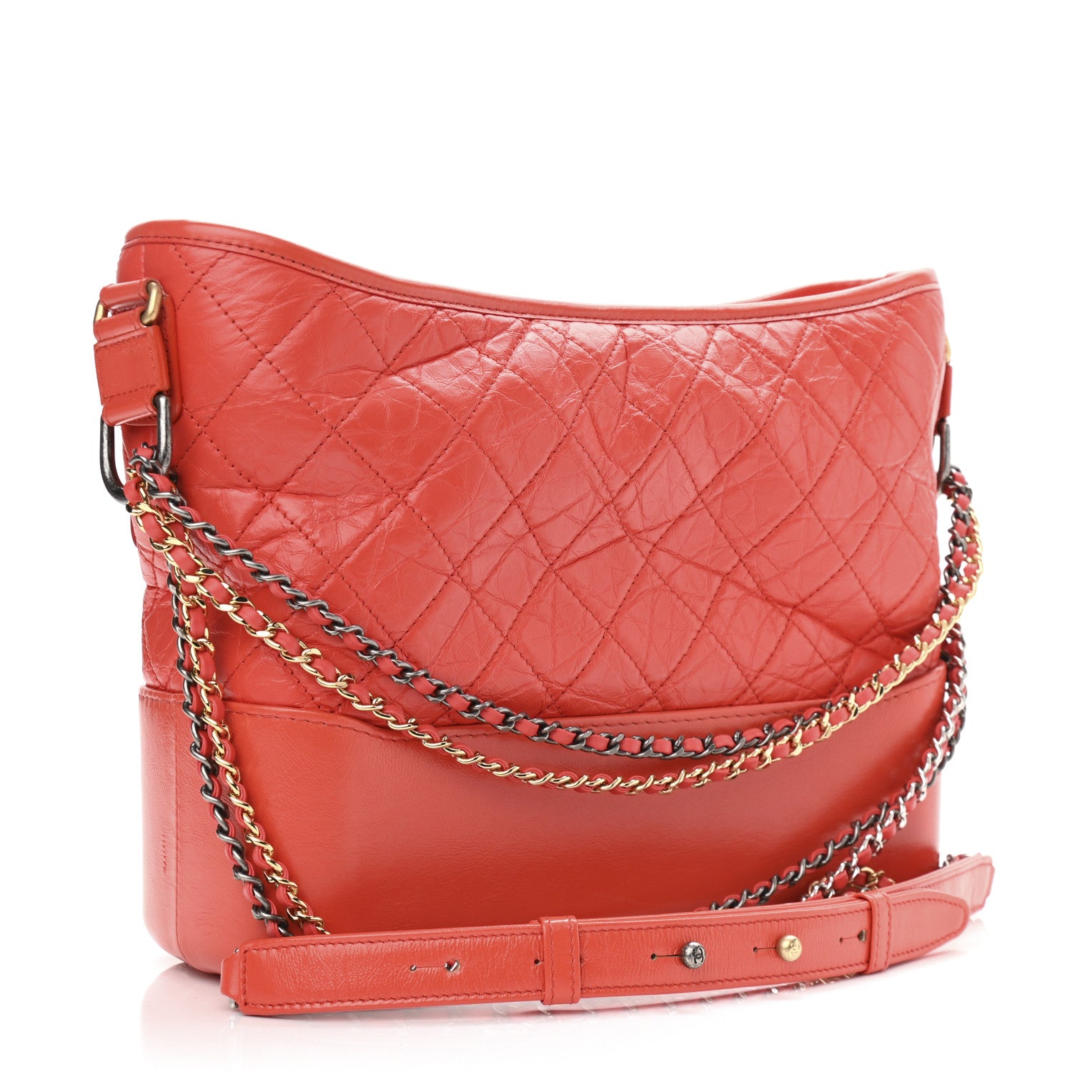 Chanel Aged Calfskin Quilted Medium Gabrielle Hobo Red 3 of 11