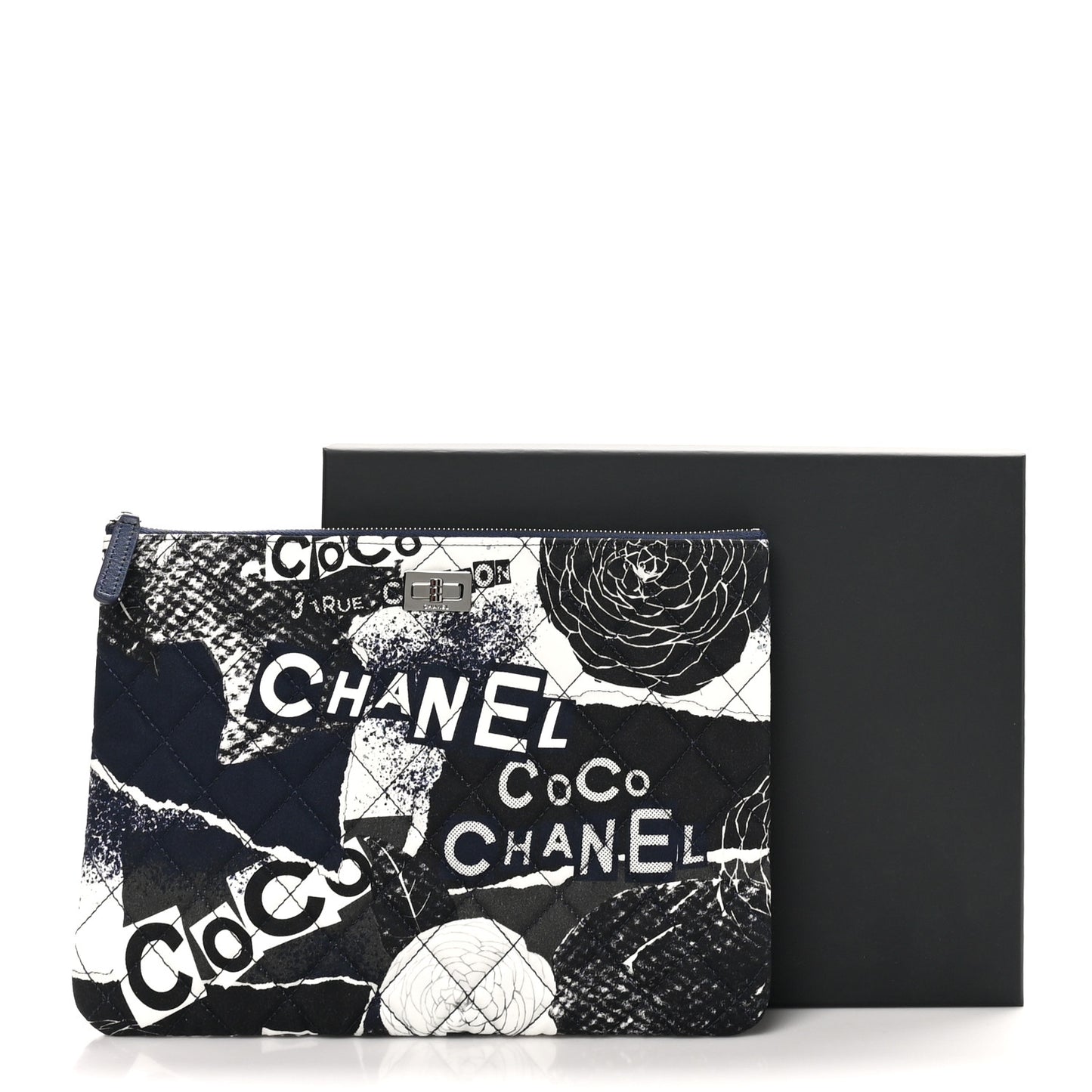 Jersey Quilted Graffiti Large Reissue Cosmetic Case Black White