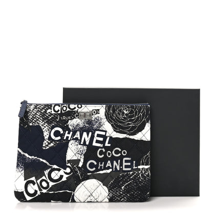 Chanel Jersey Quilted Graffiti Large Reissue Cosmetic Case Black White 8 of 8