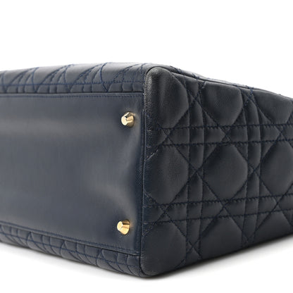Christian Dior Lambskin Cannage Medium Lady Dior Navy Blue 9 of 9