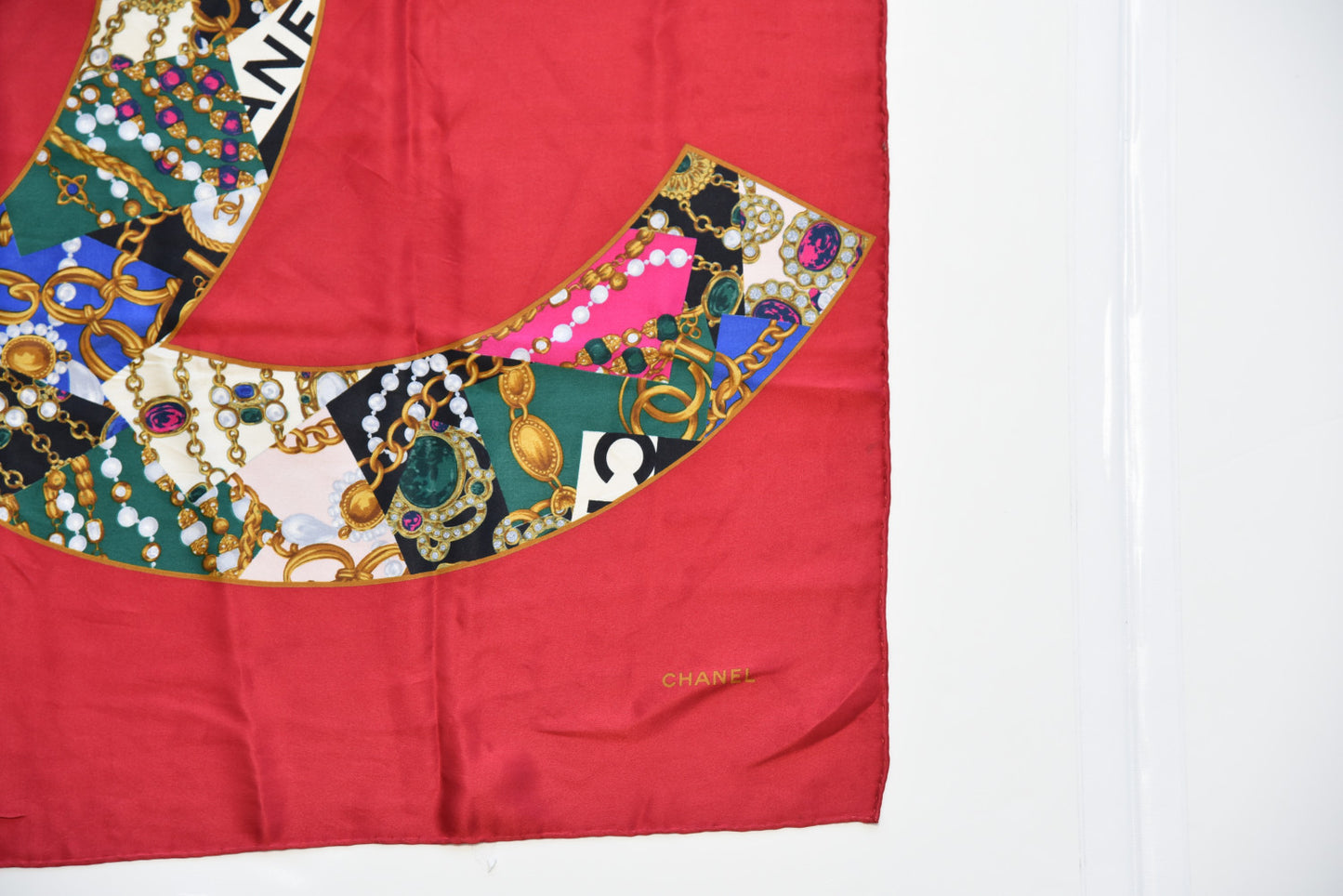 Silk CC Square Scarf Red