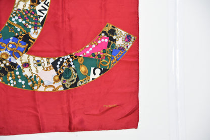 Chanel Silk CC Square Scarf Red 3 of 10
