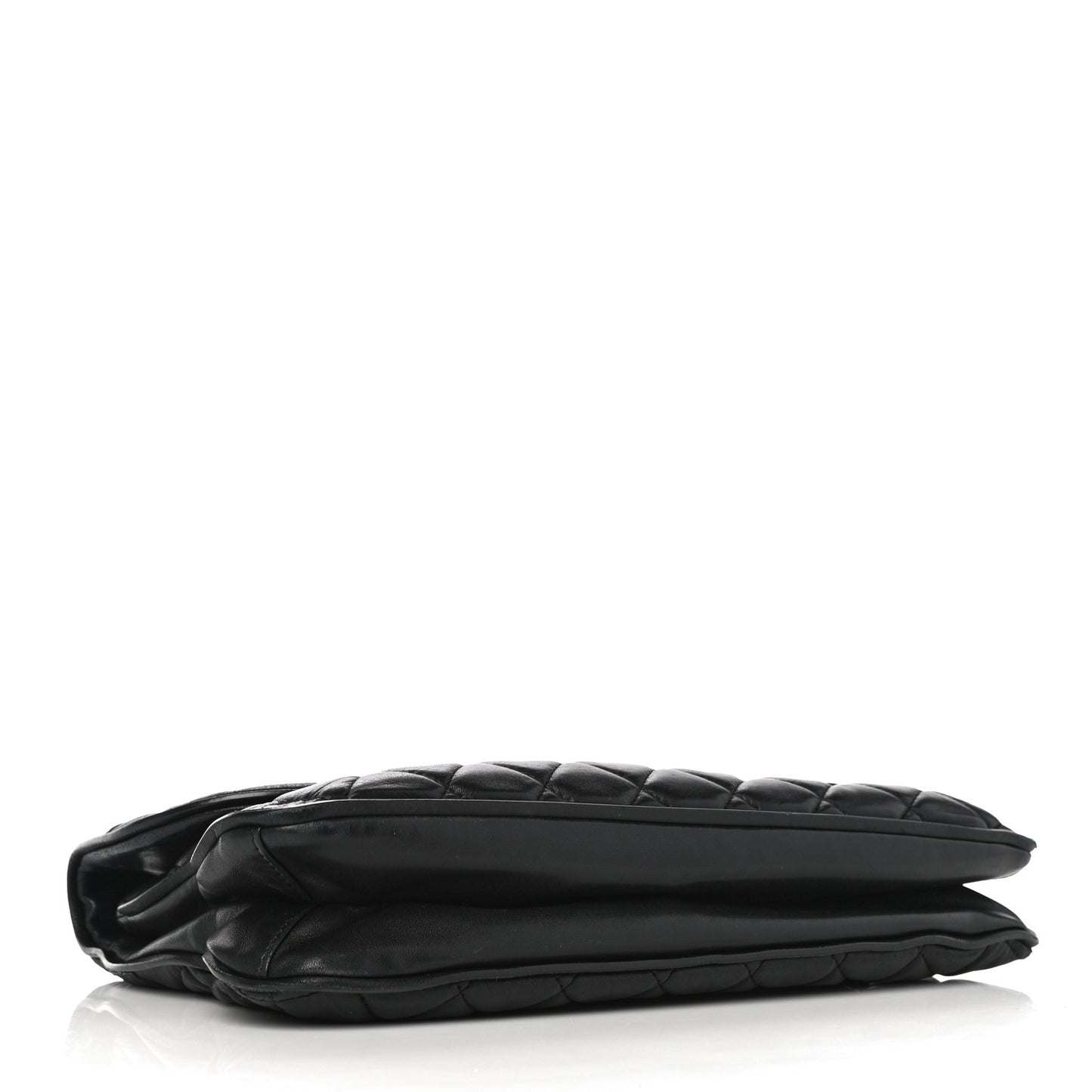 Lambskin Quilted Large Pagode Piping Flap Black