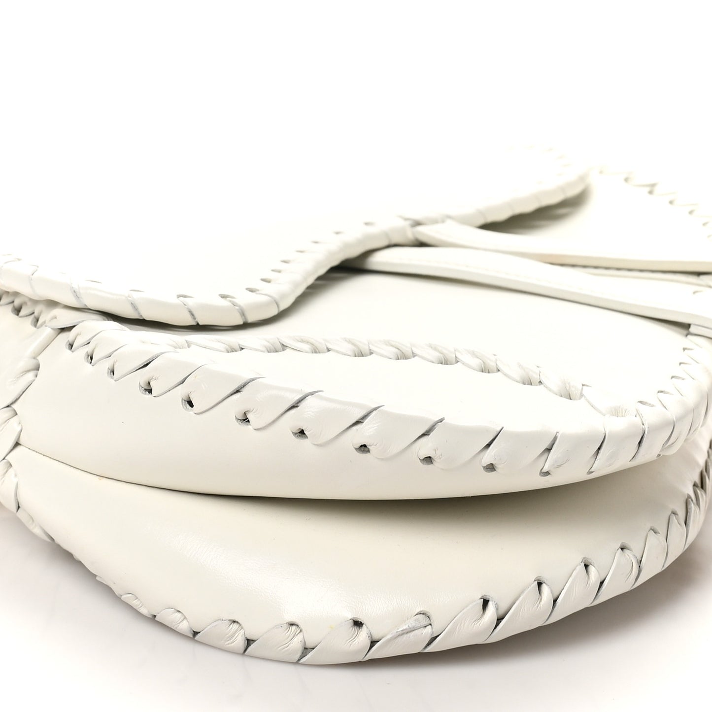 Calfskin Braided Saddle Bag White