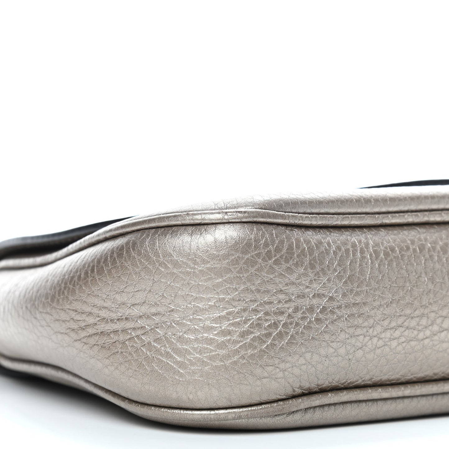 Metallic Pebbled Calfskin Medium Soho Flap Crossbody Golden Beige