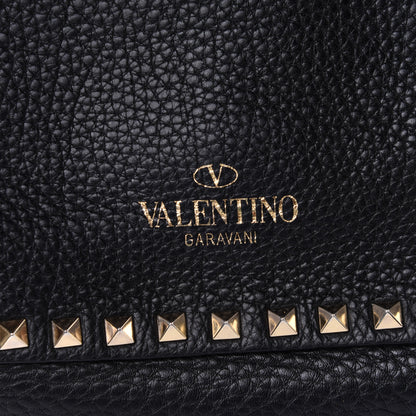 Valentino Garavani Pebbled Calfskin Medium Rockstud Tote Black 14 of 20